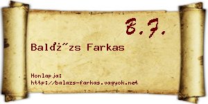 Balázs Farkas névjegykártya
